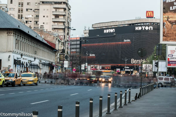 Crossing the Strada Halelor. Bucharest