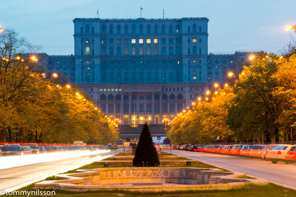 The White Palace - Parliament in the evening. Bucharest