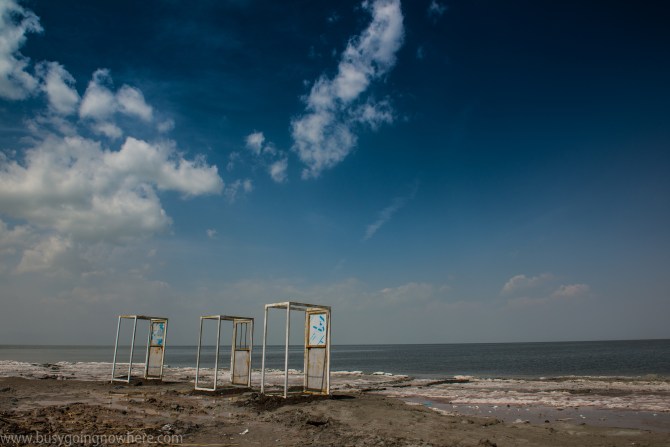 Lake Orumiyeh. Abandoned changing rooms and-or toilets