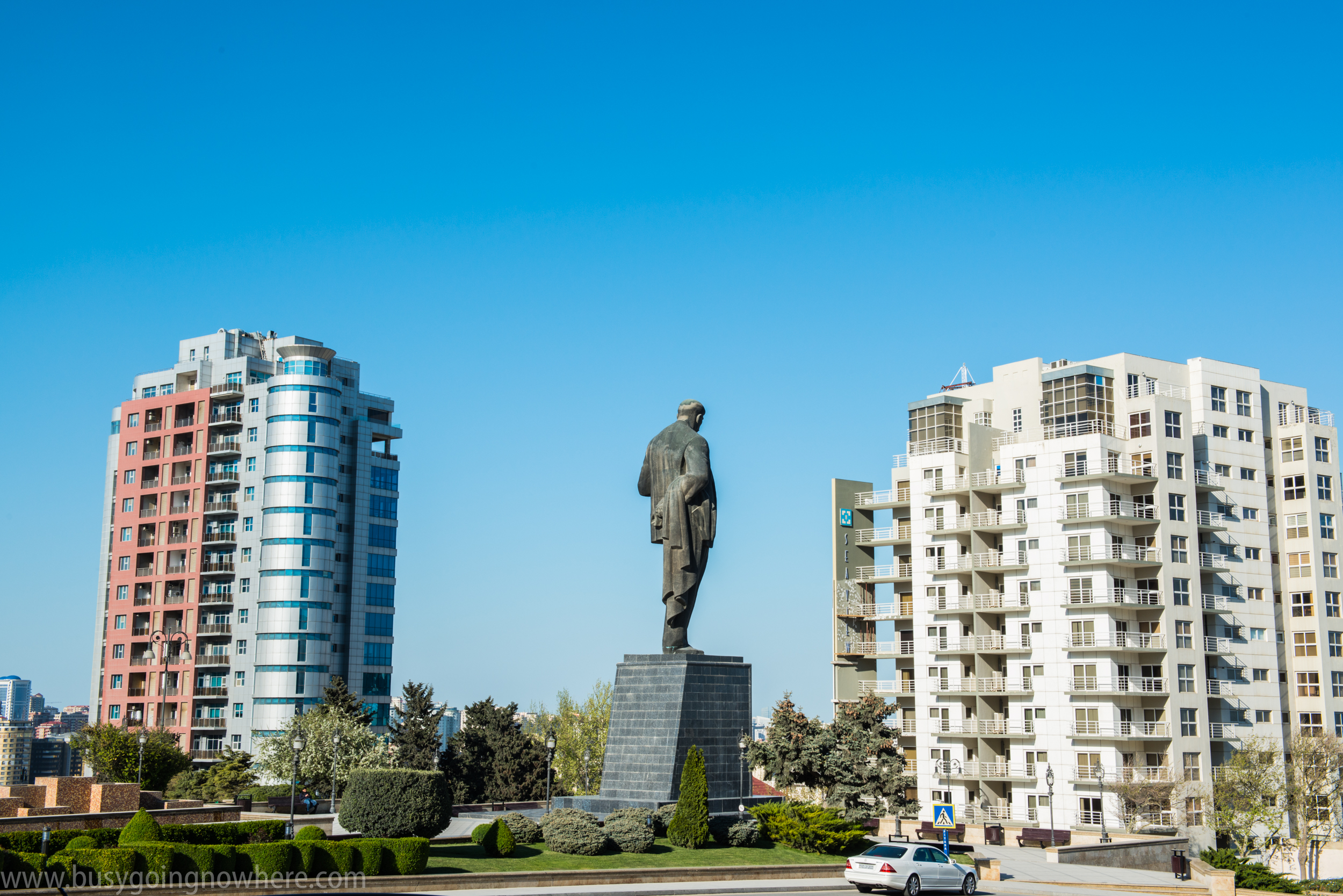 Larger than life statues in Baku. Here the statue of Nariman Narimanov